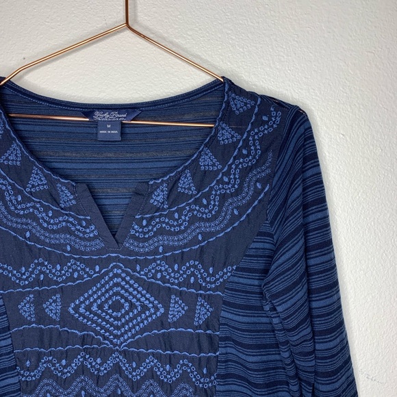 Lucky Brand Striped Top With Embroidered Front - Picture 2 of 3